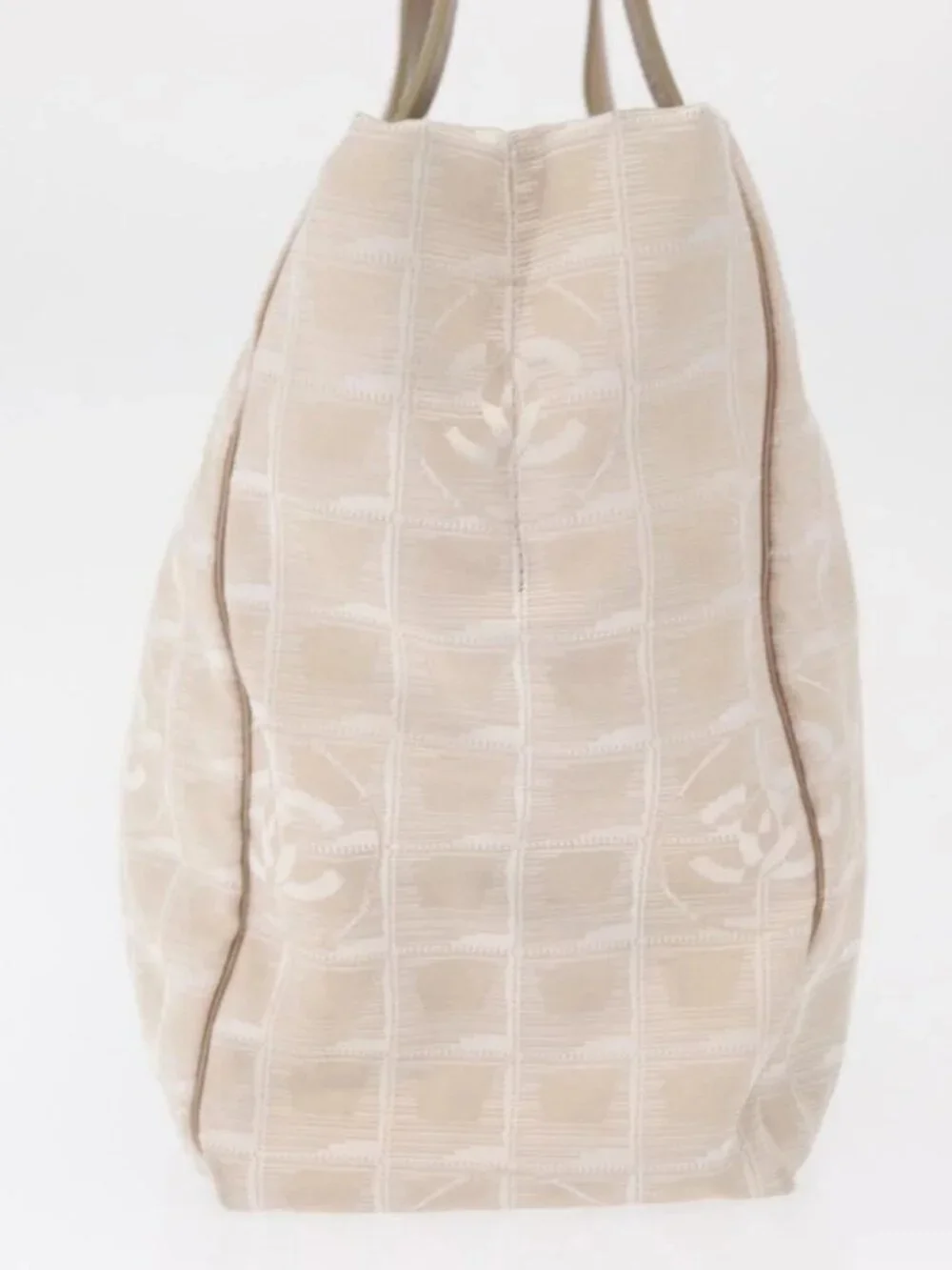CHANEL New Travel Line Hand Bag Beige Silver CC Auth 154273